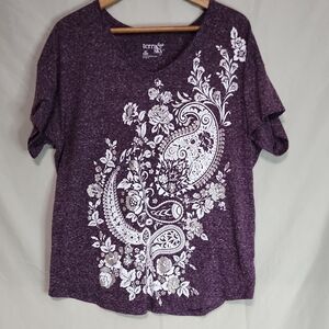 Terra & Sky Dark Purple Paisley Floral Tee